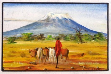 アフリカ人 Painting - アフリカのキリマンジャロの麓で